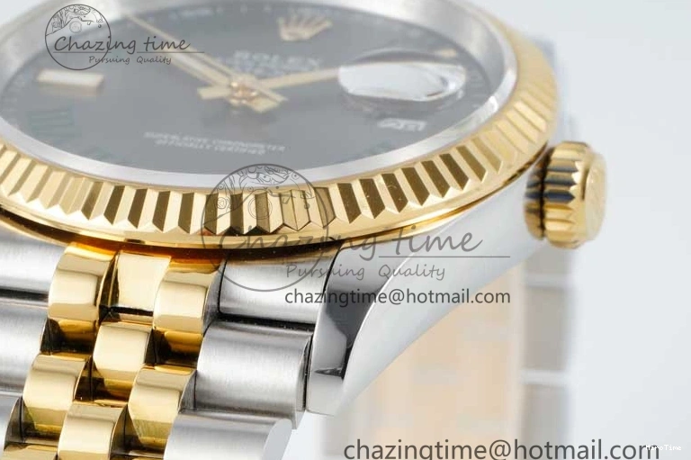 MiroTime 0215 UrbanChic DateJust 36mm SS YG DIWF 1:1 Best Edition 904L Steel Gray Dial Green Markers on Jubilee Bracelet SA 2309